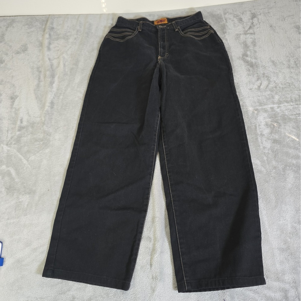 Vintage Driver Jeans Womens 8 Black Wide Leg Skater Streetwear Grunge Y2K